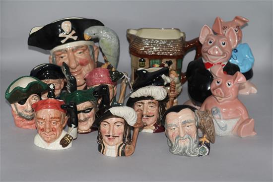 Doulton character mugs and Wade pigs